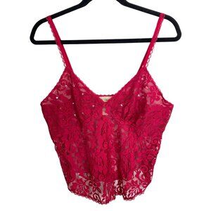 Vintage Victorias Secret Babydoll Lace Sequin Cami Pink Gold Label Coquette-S